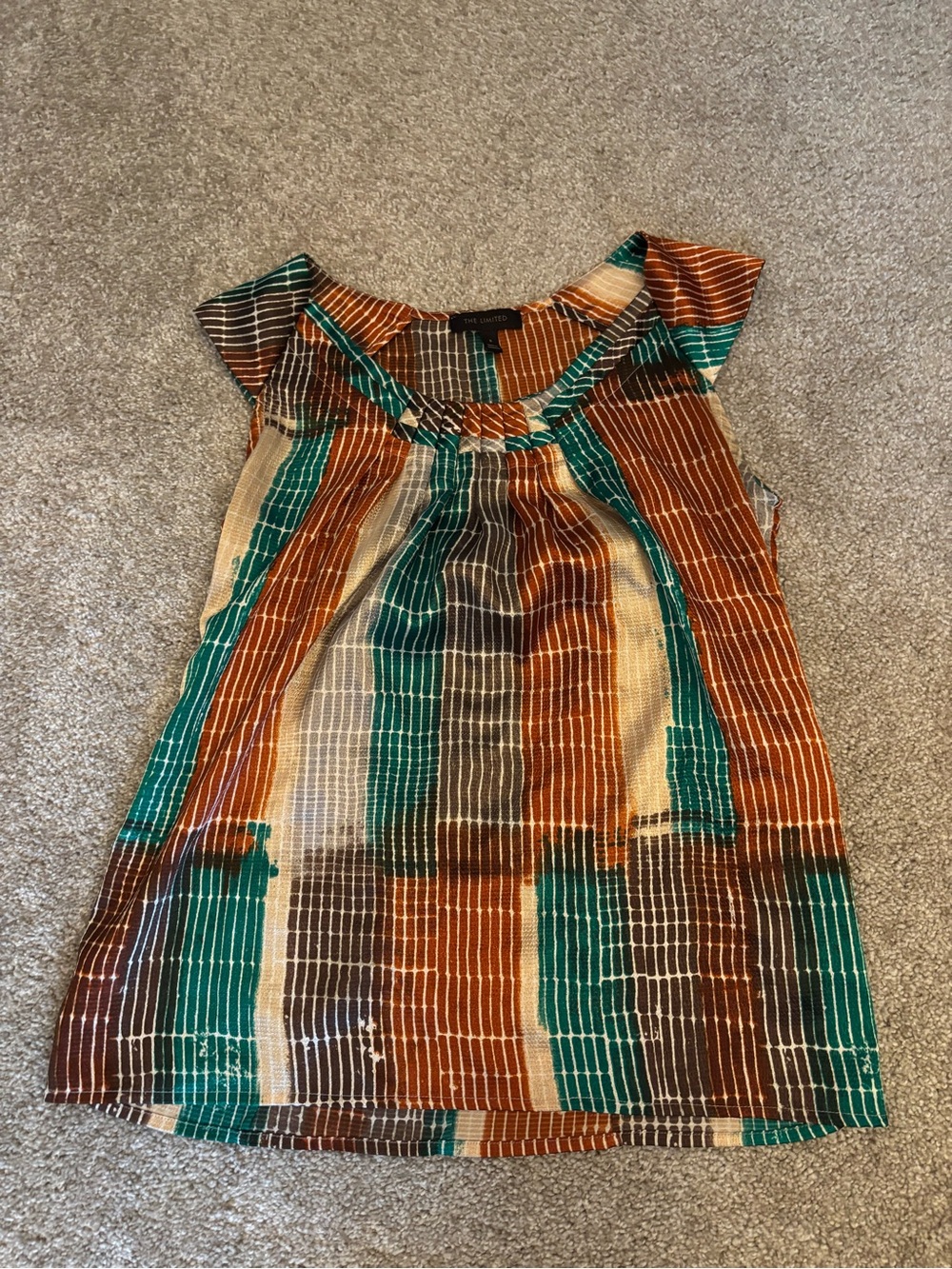 The Limited Striped Blouse in Brown & Green Size Small